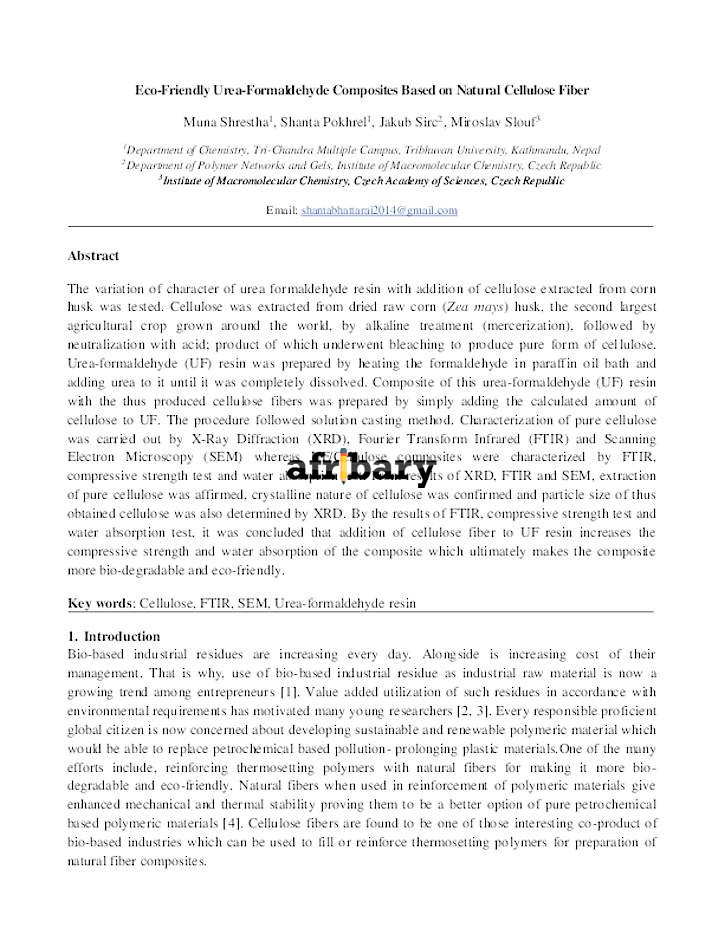 Ecofriendly UreaFormaldehyde Composites Based on Natural Cellulose