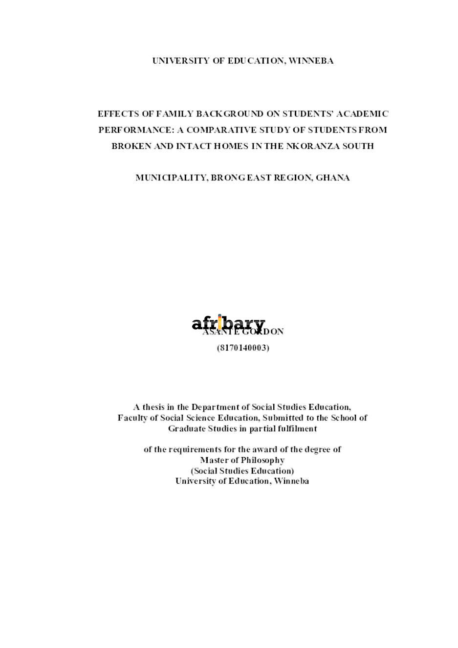 EFFECTS OF FAMILY BACKGROUND ON STUDENTS’ ACADEMIC PERFORMANCE: A