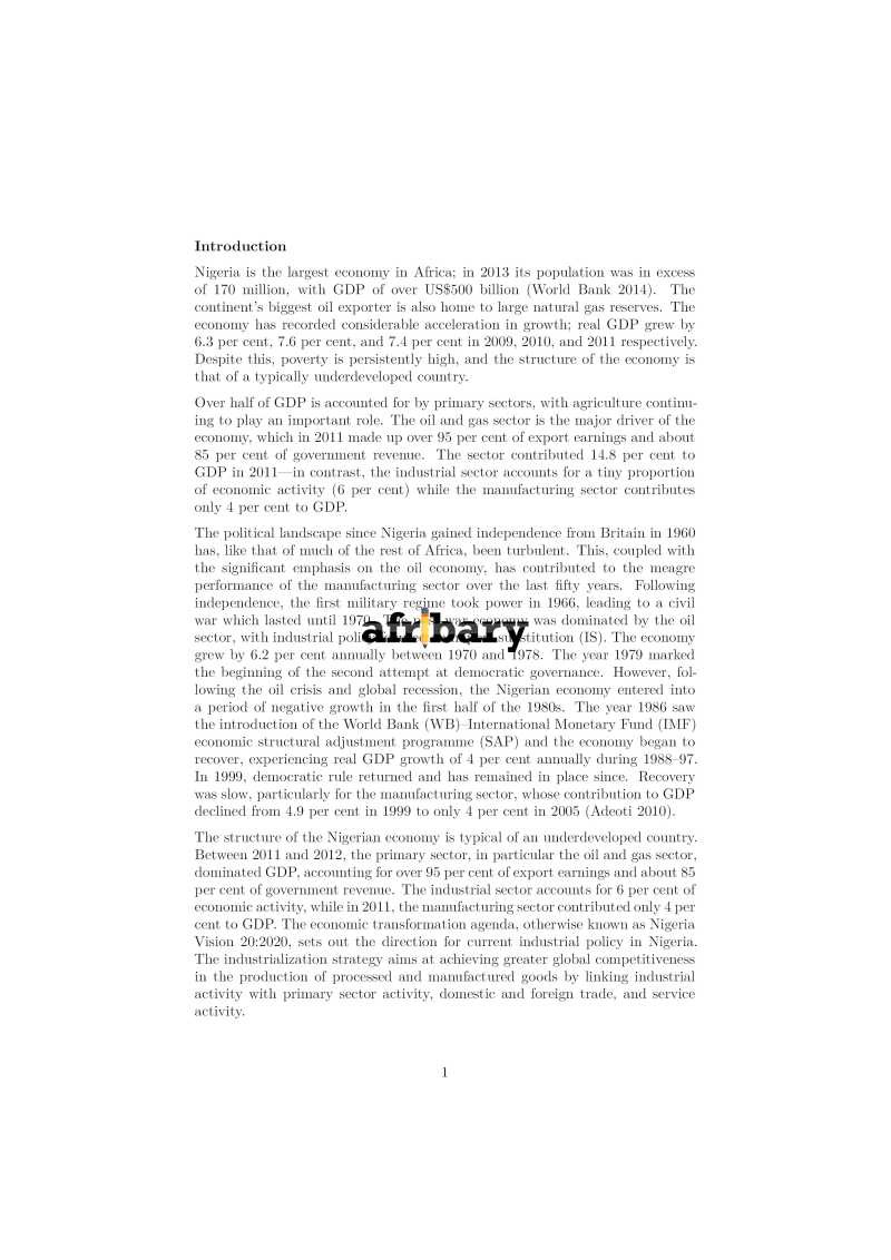 Discuss the major sectors of the nigerian economy picture